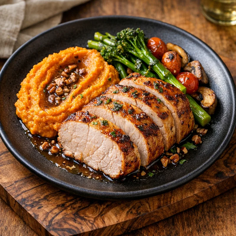 Lomo de Cerdo Magro con Puré de Camote al Horno