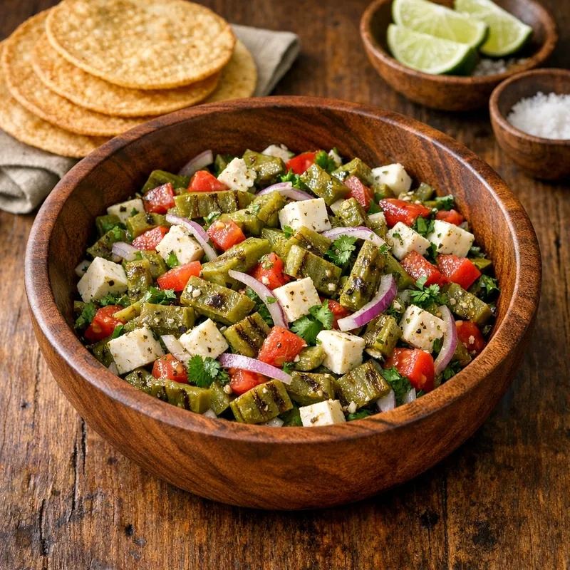 Ensalada Fría de Nopales con Queso Panela