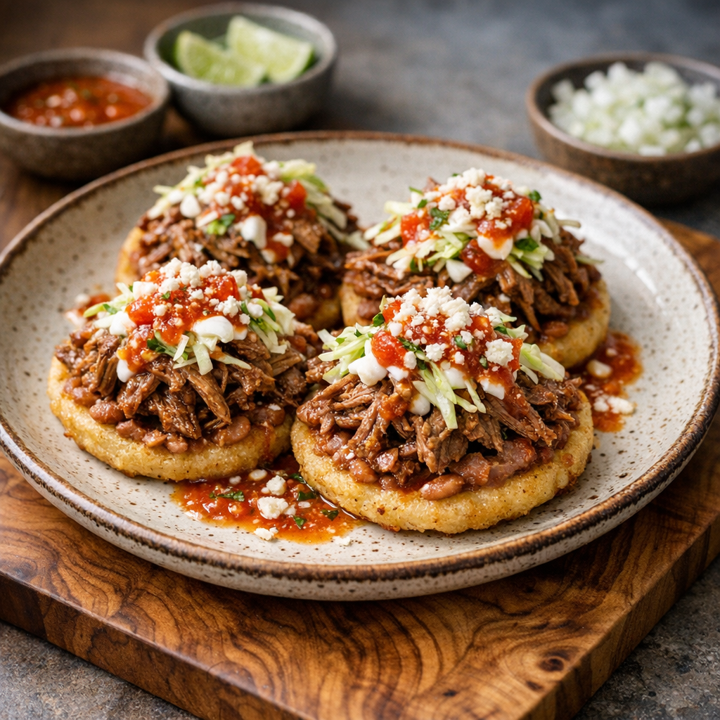 Sopitos Colimenses con Carne Deshebrada