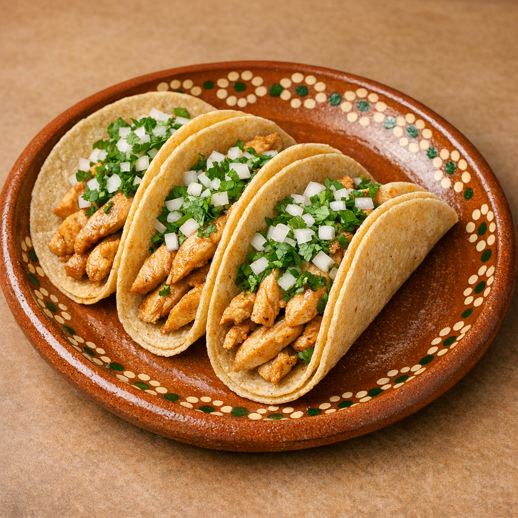 Tacos de Pechuga de Pollo en Maíz sin Sal