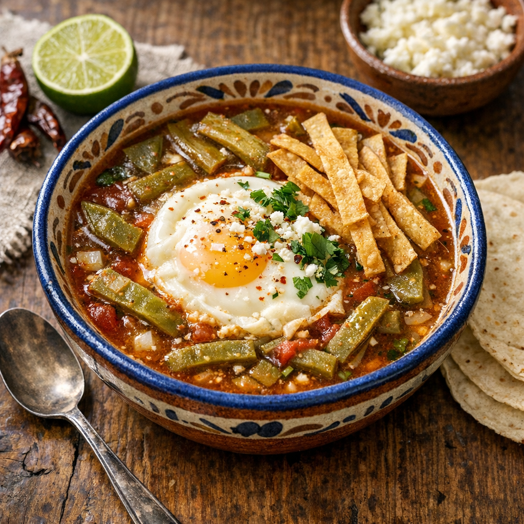 Sopa de Nopalitos Michoacán con Huevo