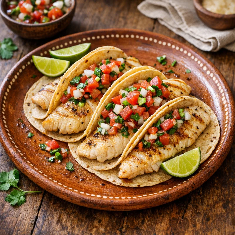 Tacos de Filete de Pescado a la Plancha con Pico de Gallo