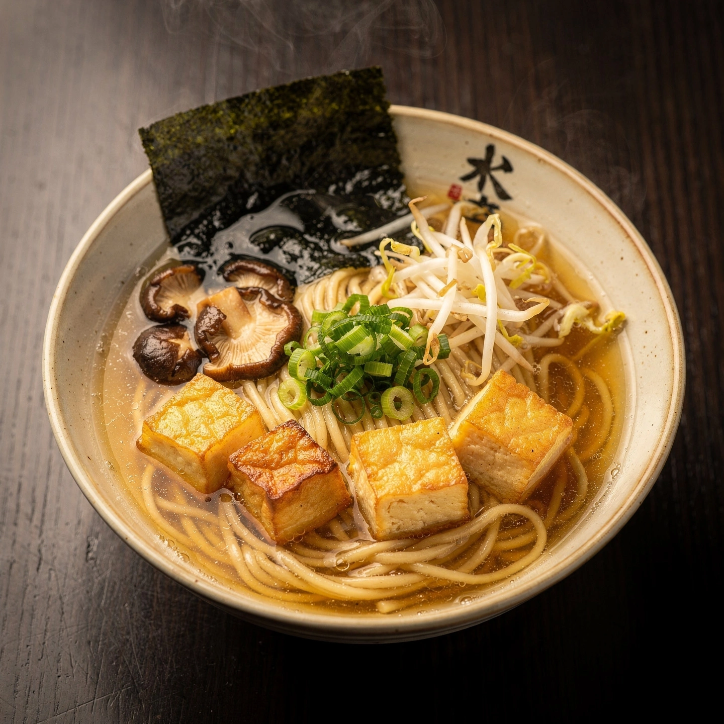 Ramen de Tofu Firme y Hongos Shiitake en Caldo Dashi Miso