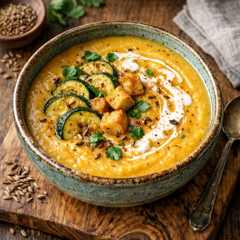 Crema de Zapallo y Calabacita al Comino