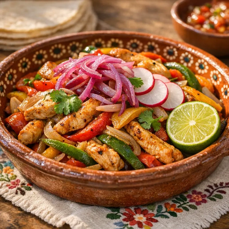 Fajitas de Pechuga de Pollo con Pimiento Mortero