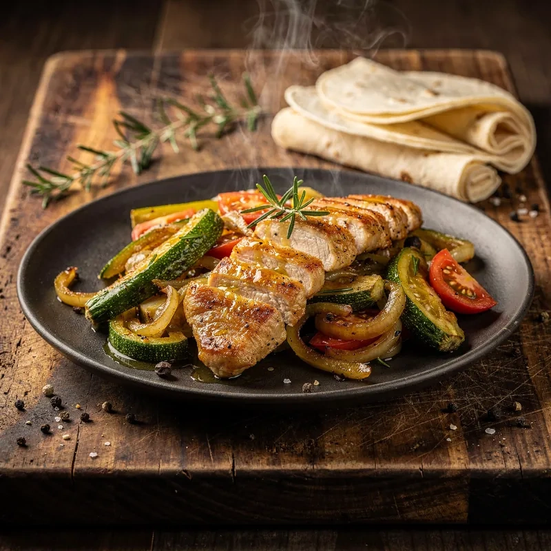 Calabacitas Criollas Salteadas con Pechuga de Pollo