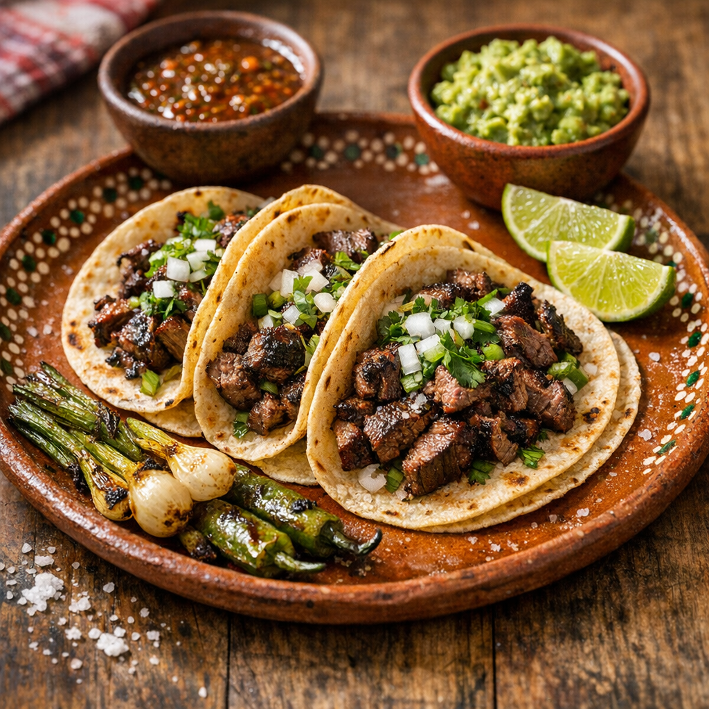 Tacos Regiomontanos de Arrachera al Carbón