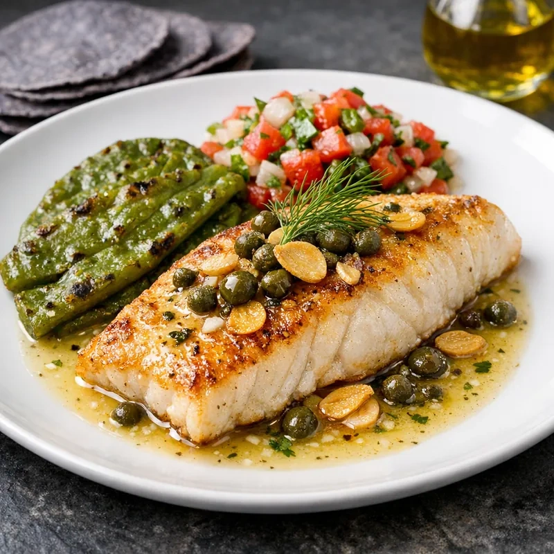 Filete de Pescado a la Plancha con Nopales y Pico