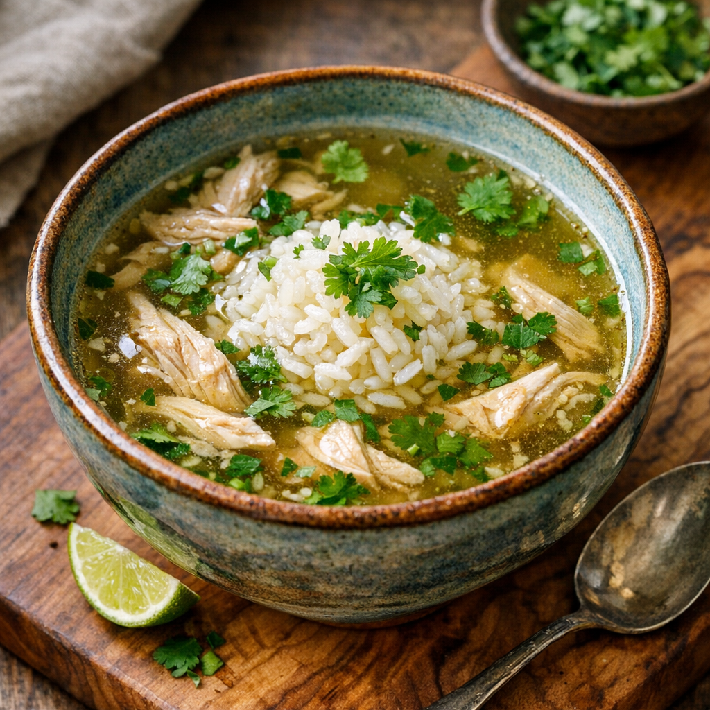 Consomé Claro de Pavo con Arroz Blanco y Cilantro