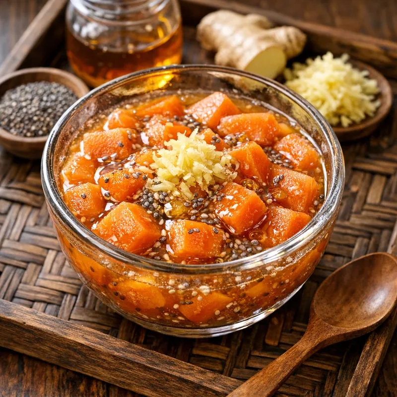 Compota Caliente de Papaya al Jengibre con Agave