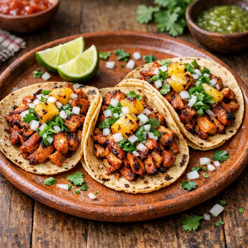 Tacos de Pollo al Pastor con Piña