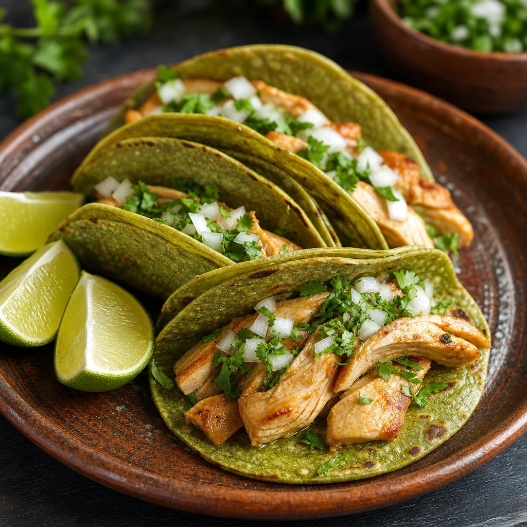 Tacos de Pechuga de Pollo en Tortilla de Nopal