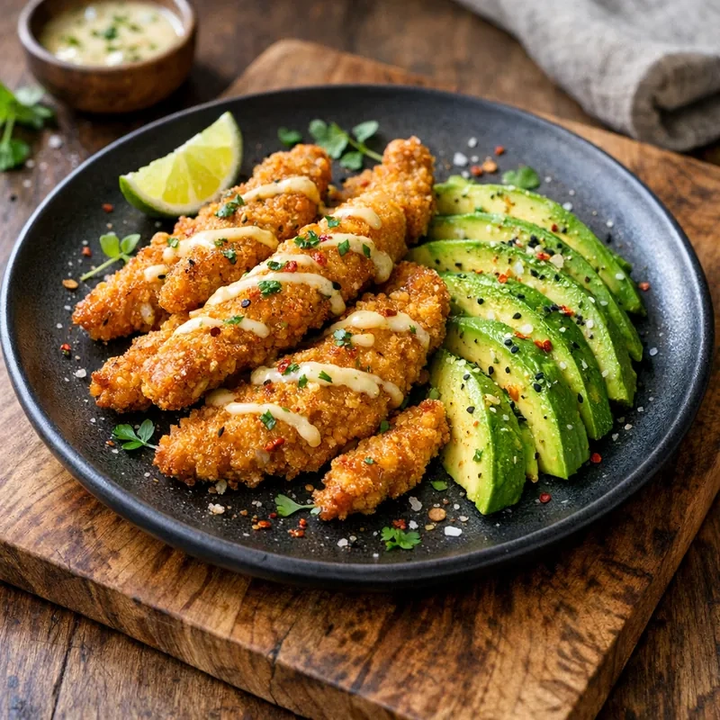 Tiritas de Pollo con Aguacate