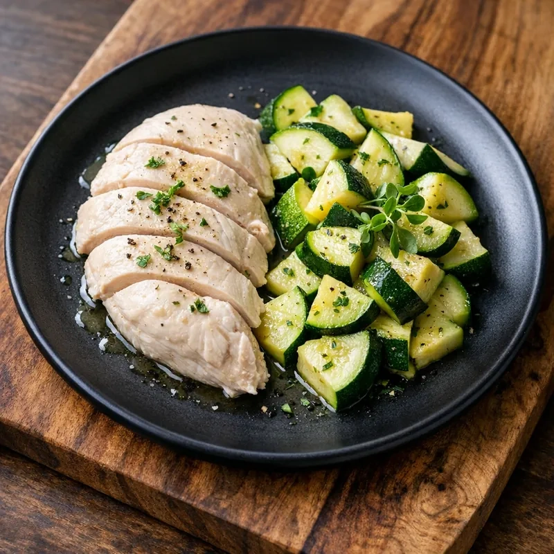 Pechuga de Pollo al Vapor con Calabacita
