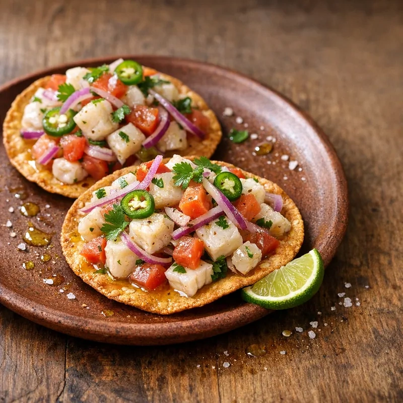 Tostadas Horneadas de Ceviche de Pescado