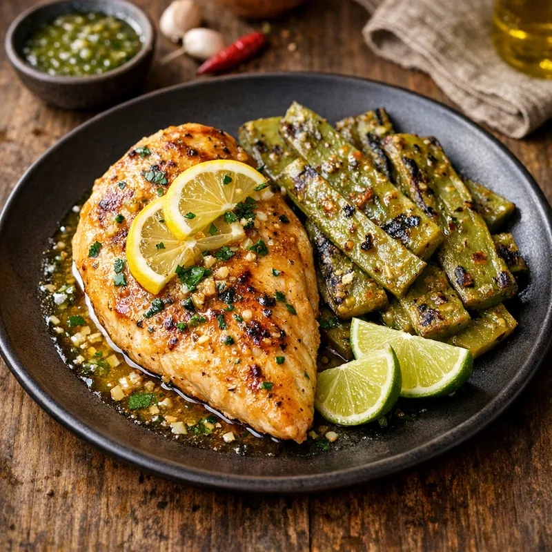 Pechuga de Pollo al Limón con Nopales