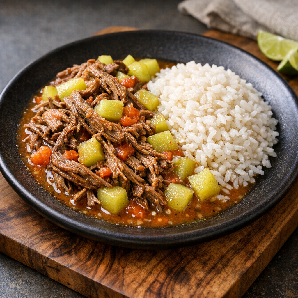 Res Magra Deshebrada con Chayote