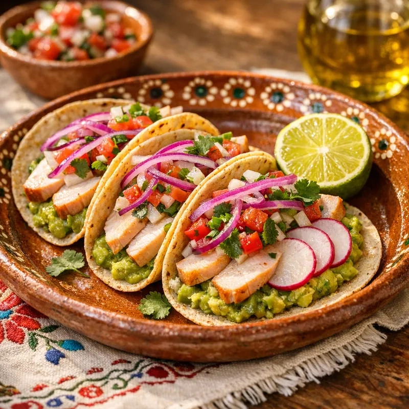 Tacos de Pechuga de Pavo con Guacamole