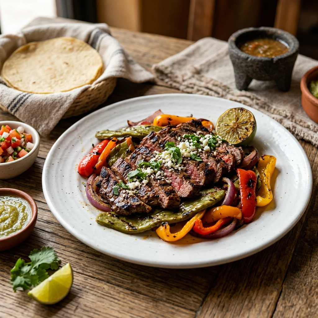 Fajitas de Arrachera con Nopales Asados