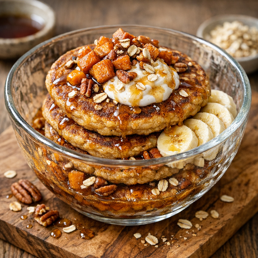 Hot Cakes de Avena y Camote Dulce