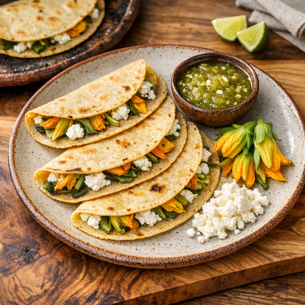 Quesadillas al Comal de Flor con Requesón