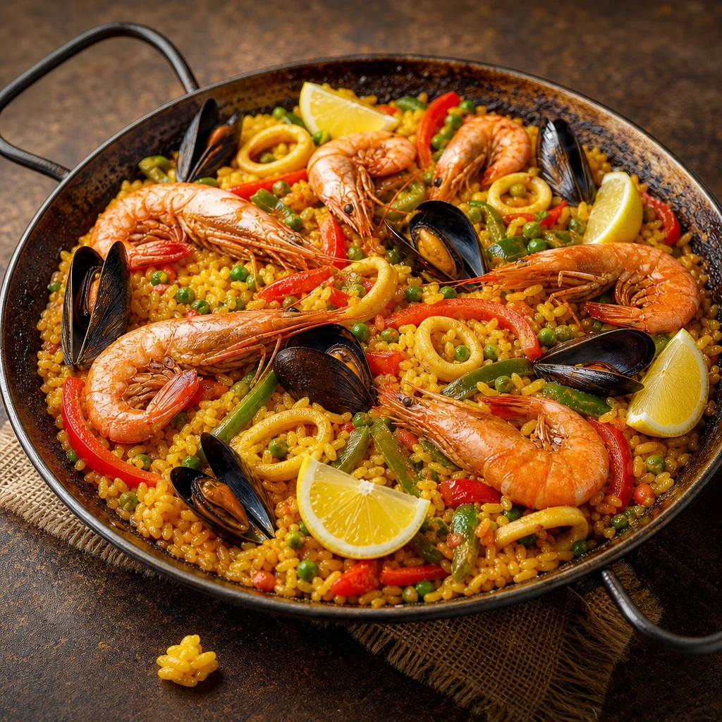 Paella de Mariscos con Azafrán y Verduras