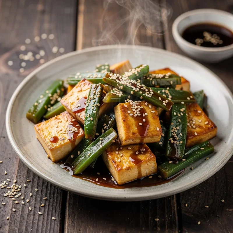 Tofu Firme al Teriyaki con Nopales