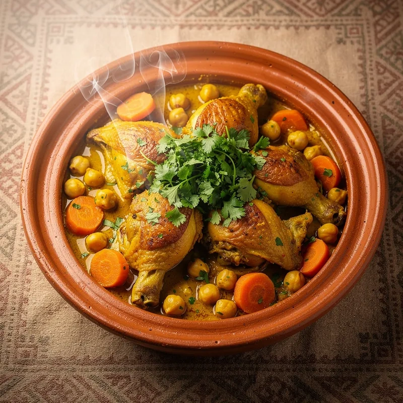 Tajín de Pollo con Verduras, Garbanzos y Cúrcuma