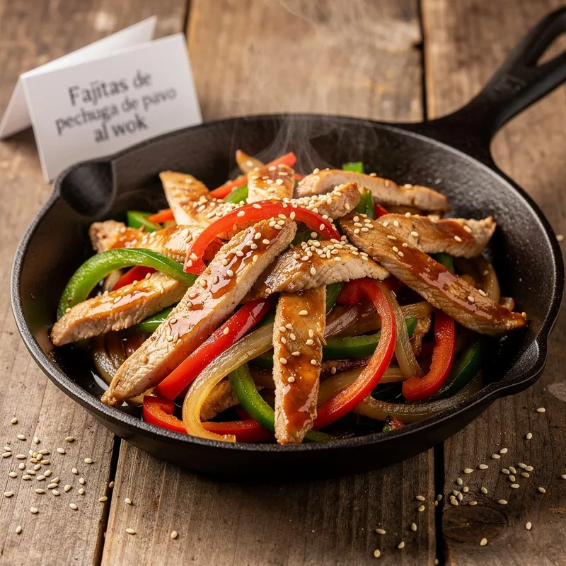 Fajitas de Pavo al Teriyaki con Pimientos