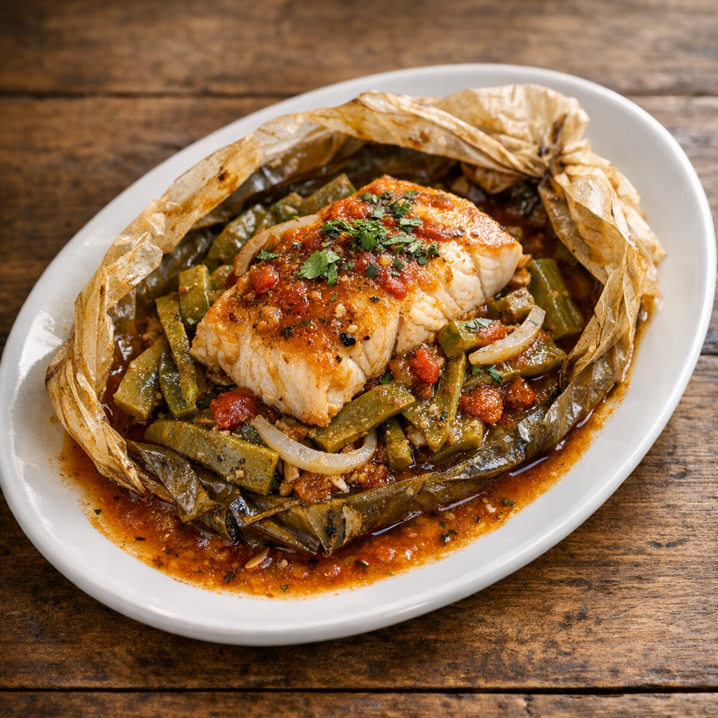 Mixiote Hidalgo de Pescado con Nopales