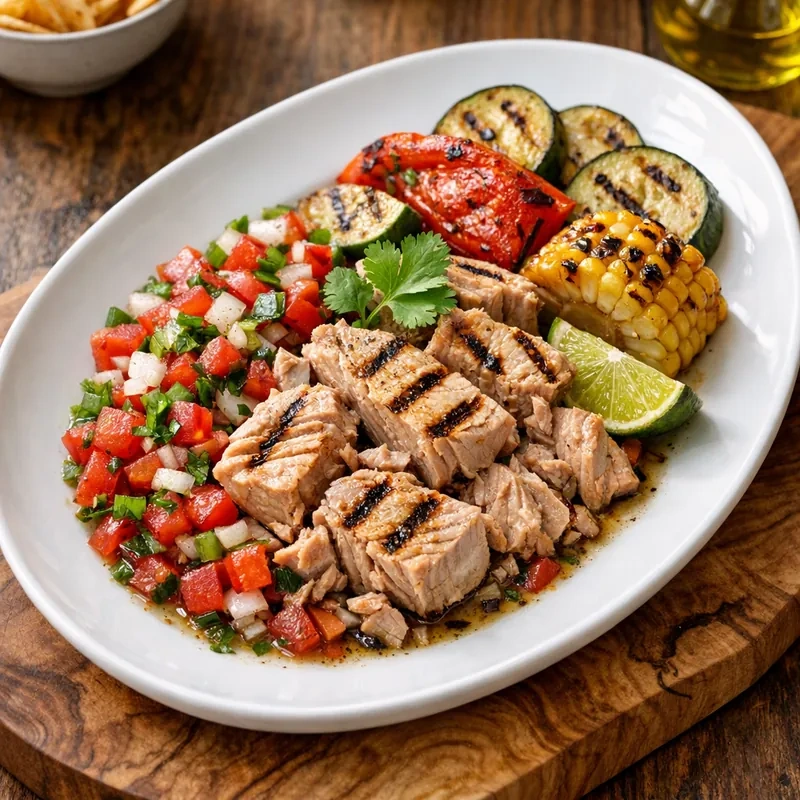 Atún en Agua a la Parrilla con Pico de Gallo