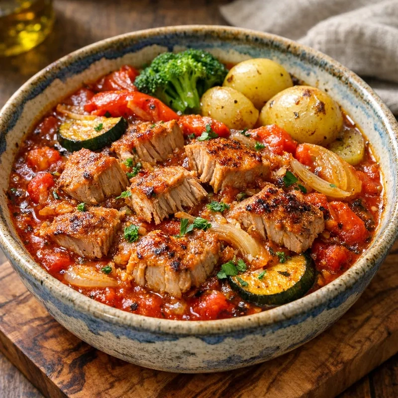 Atún en Agua al Horno en Caldillo de Tomate
