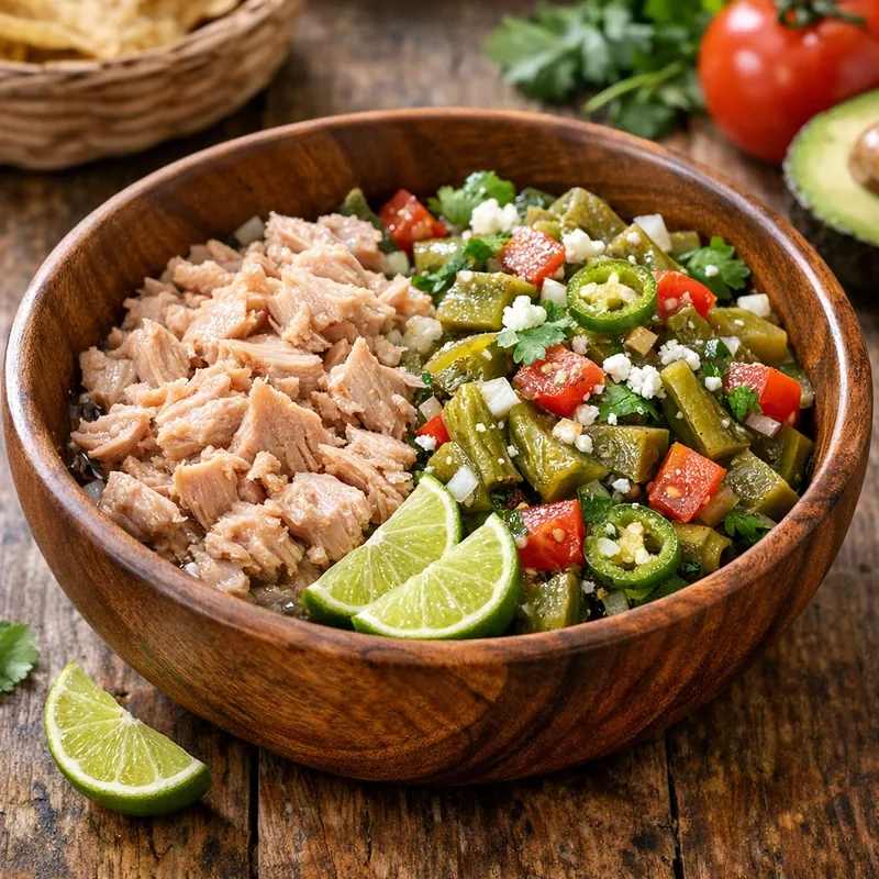 Atún en Agua con Ensalada de Nopales y Limón