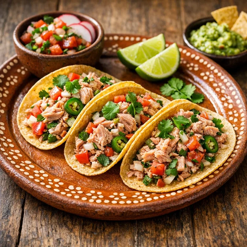 Atún en Agua en Tacos de Maíz con Cilantro