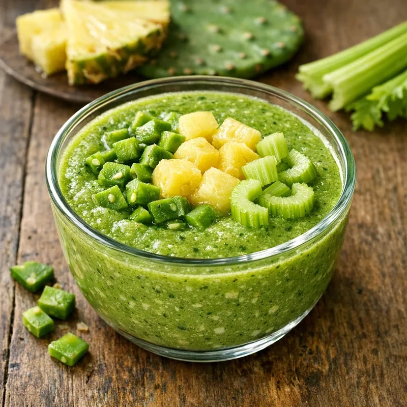 Batido Verde Ligero de Nopal, Piña y Apio