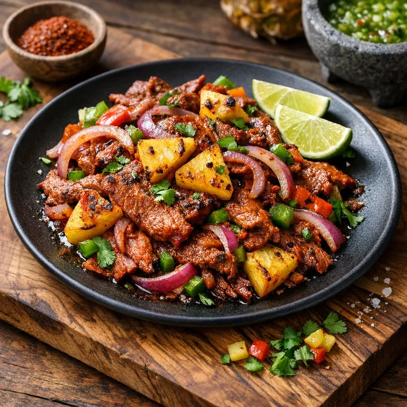 Bistec Magro de Res al Pastor Ligero con Piña