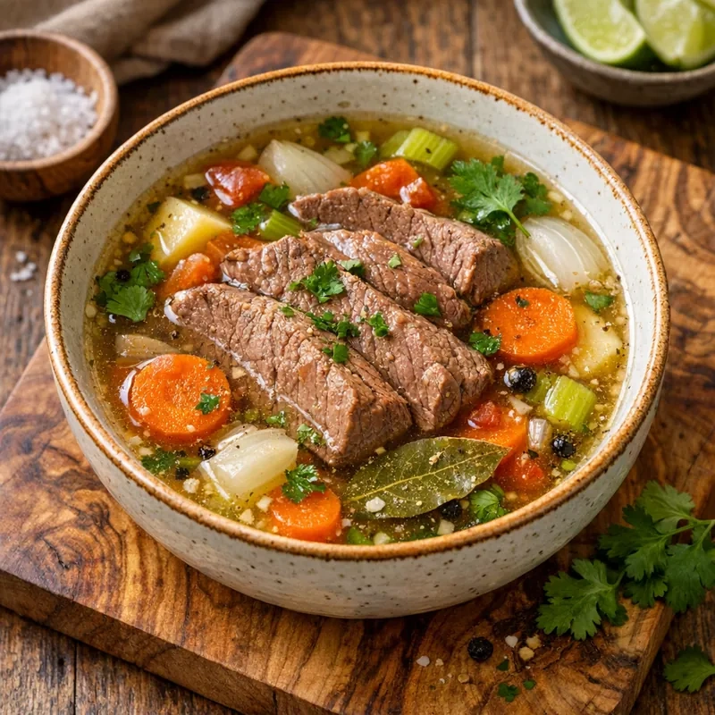 Bistec Magro de Res en Caldillo Claro con Zanahoria