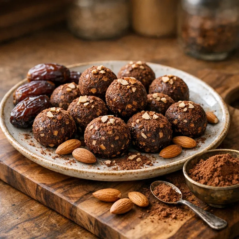 Bolitas de Dátil con Cacao y Almendras