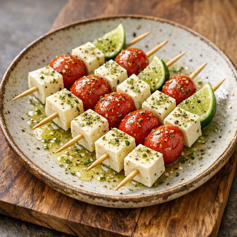 Brochetitas de Cherry, Queso Panela y Limón
