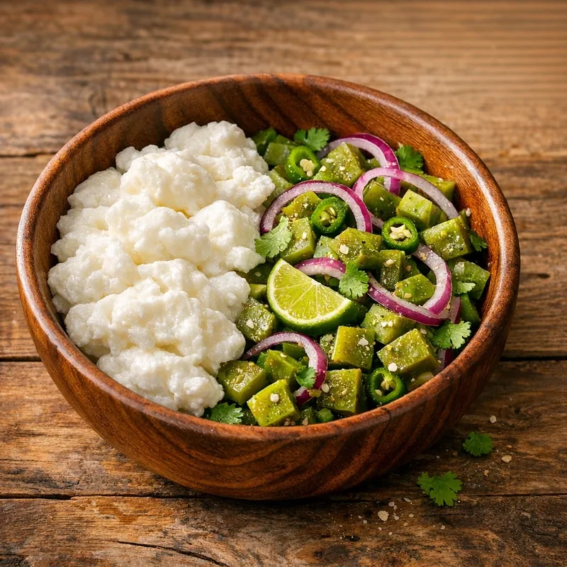 Claras de Huevo con Ensalada de Nopales y Limón