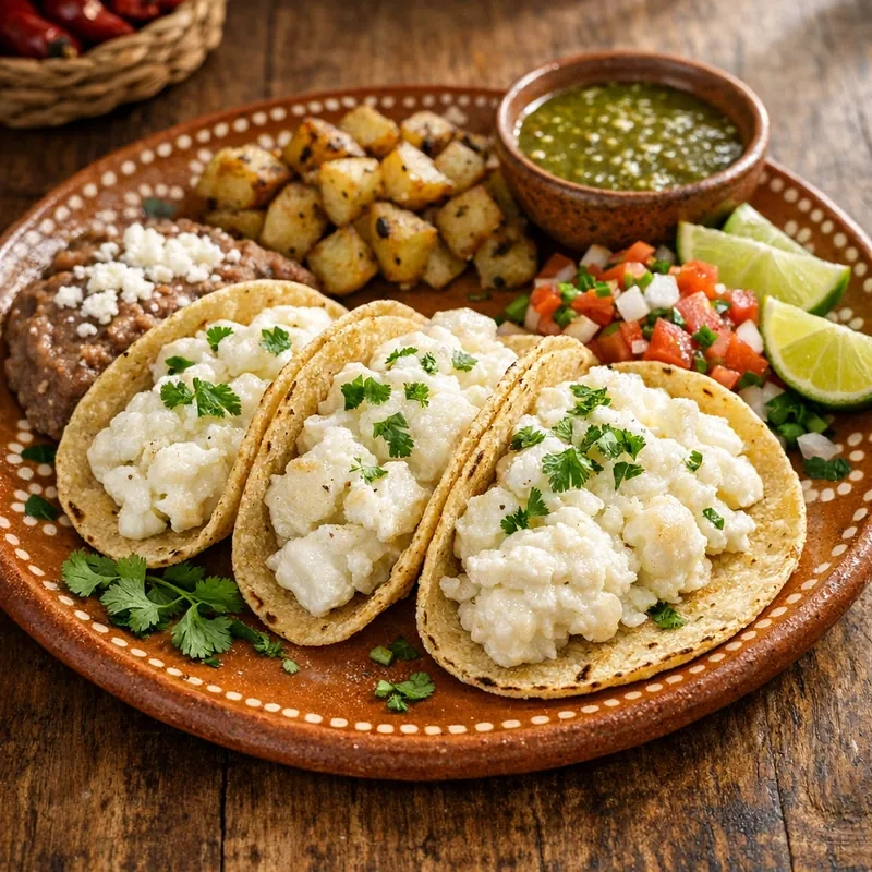 Claras de Huevo en Tacos de Maíz con Cilantro