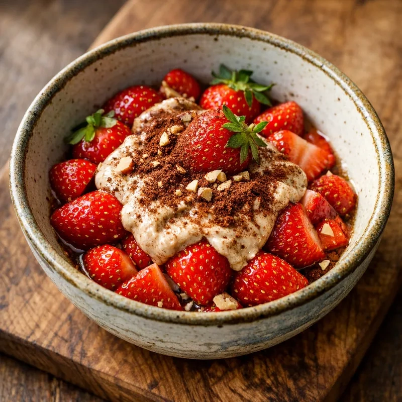 Fresas con Crema de Almendras y Cacao