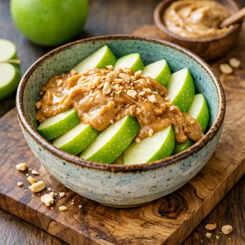 Manzana Verde con Crema de Cacahuate Natural