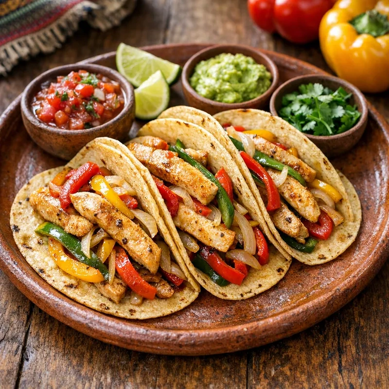 Tacos de Fajitas de Pollo con Pimientos