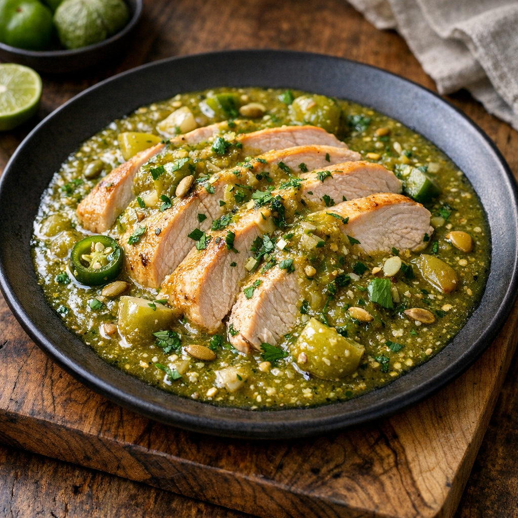 Pechuga de Pavo en Salsa Verde de Tomatillo