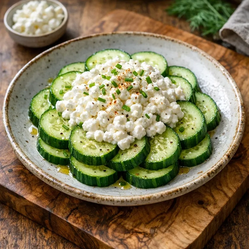 Pepino en Rodajas con Queso Cottage Light