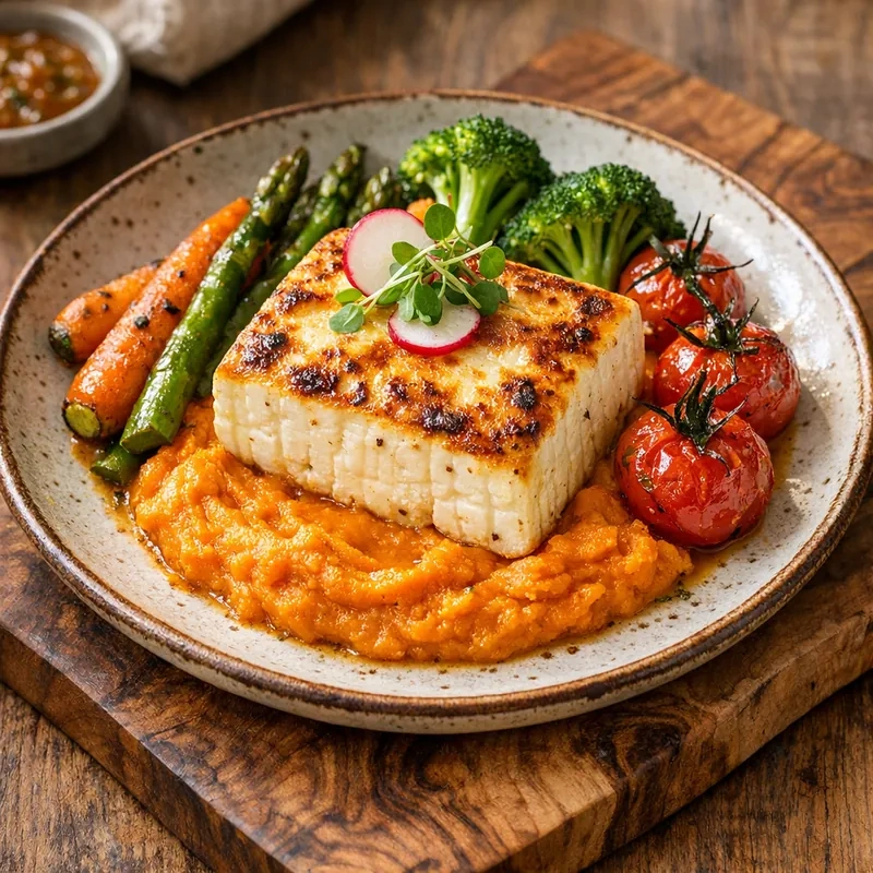 Queso Panela Light con Puré de Camote al Horno