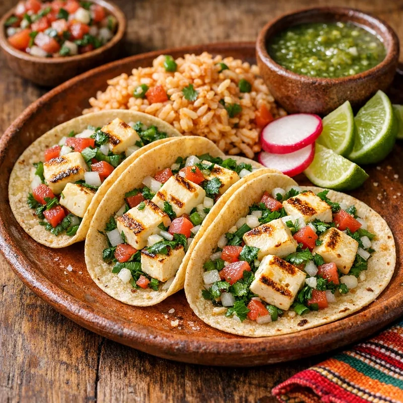 Queso Panela Light en Tacos de Maíz con Cilantro