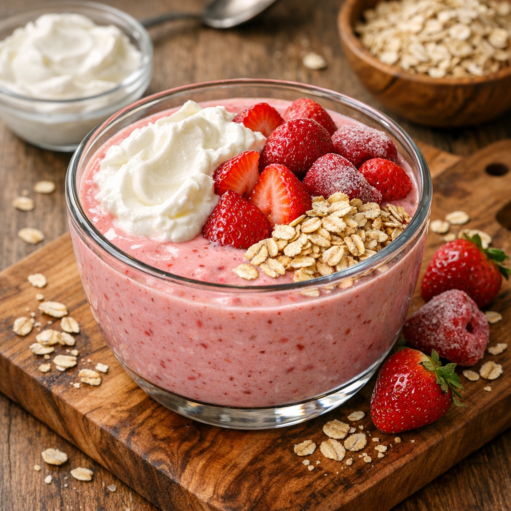 Smoothie Proteico de Fresa, Avena y Yogur