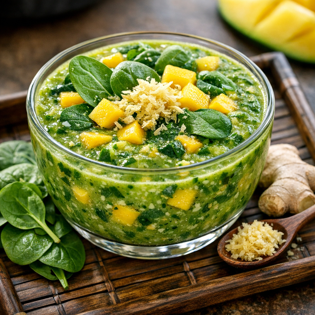 Smoothie de Mango con Espinaca y Jengibre